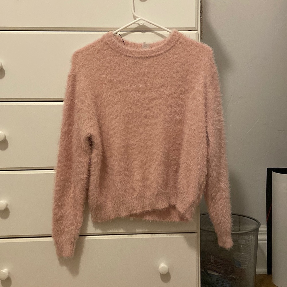 h&m fuzzy bubble gum pink sweater